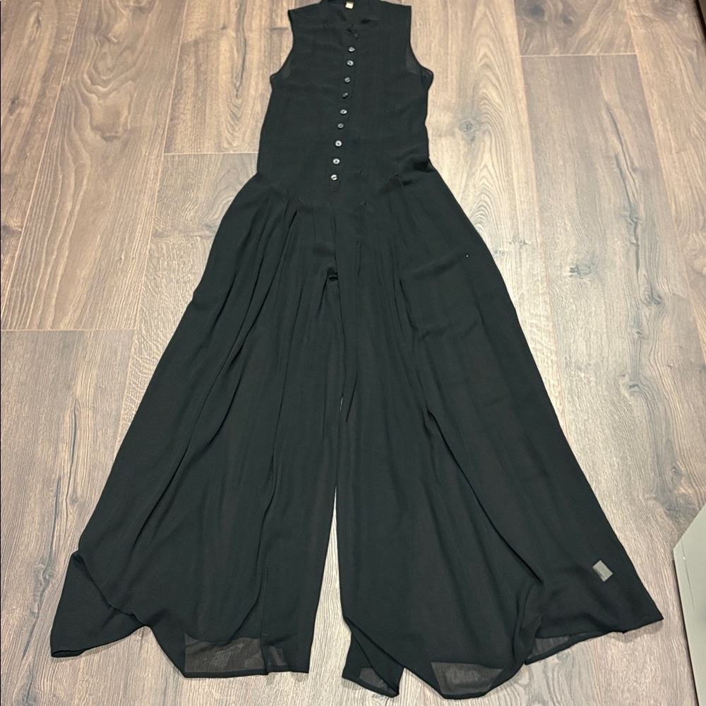 Rare Archival Free People Night Whispers Pleated Maxi Jumpsuit Palazzo Pants - 0 - Picture 13 of 14
